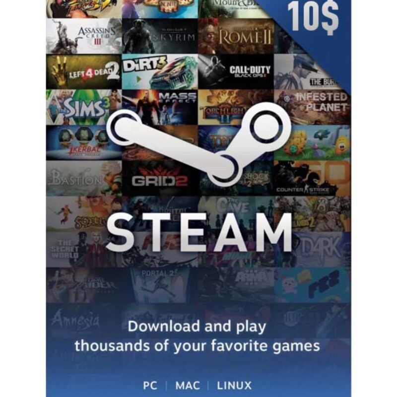 $10 Steam Gift Card – Steam Wallet Topup Instant Email Delivery